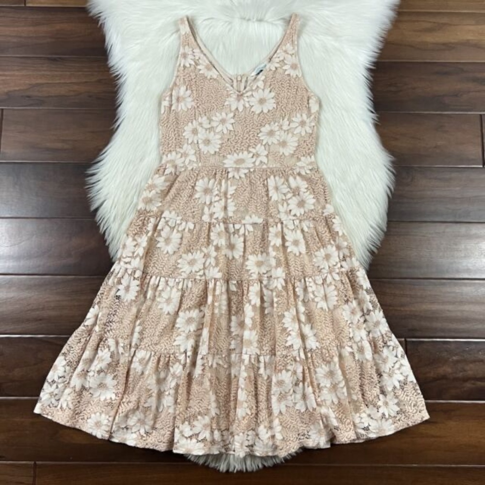 Sundance blush and nude lace sleeveless layered dress